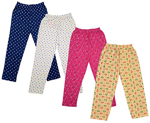 Image of IndiWeaves Regular Fit Pure Cotton Pajama Pants with All Over Print for Girls (Multicolor Designs)(Pack of 4)