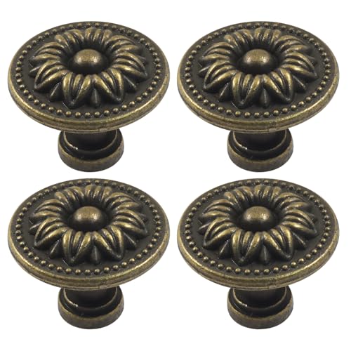 Aoserge Vintage Shape Cabinet Drawer Knobs, 4 Pcs Antique Bronze