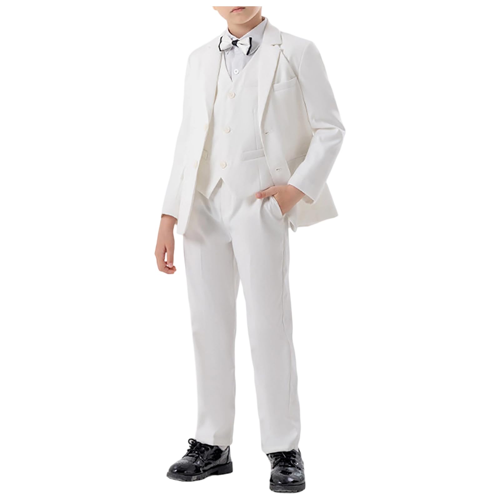 Conjunto De Traje para Niños 5 Piezas Abrigo Elegante Estilo Británico Elegante Pantalones Pajarita Práctica Festivo Fiesta Cumpleaños De Ajustado para Bodas Bautizos Y Eventos Formales Infantiles