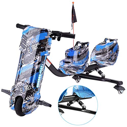FLy 360 ​​Grados De Rotación del Coche Eléctrico Drift-Trike con Amortiguador De Doble Muelle, Diseño De Doble Asiento Adecuado para Que Padre E Hijo Viajen Juntos,Negro