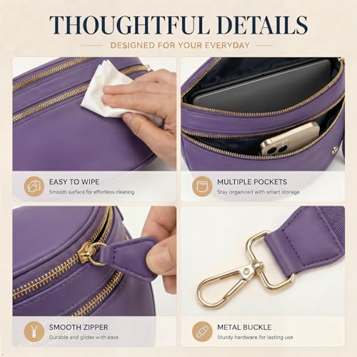 Image of Womens Crossbody Bag, Spacious Nylon Bum Bag Trendy Shoulder Purse with Adjustable Strap Zipped Travel Essentials