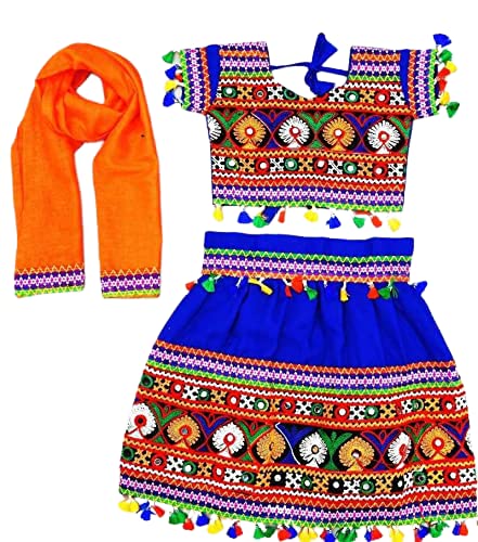 PK HUB Baby Girls Lehenga Choli Ethnic Wear Embroidered Lehenga, Choli and Dupatta Set (Multicolor, Pack of 1)