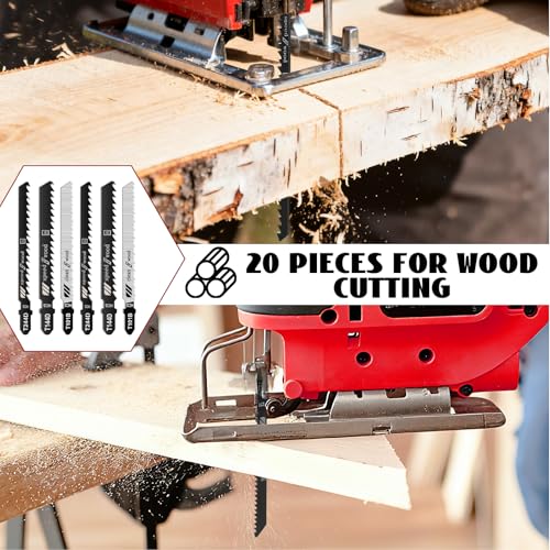 Acsatont Stichsägeblätter Set, 25tlg T-Schaft Stichsägeblätter Set, Sägeblätter Stichsäge für Holz, Metall und Kunststoff, mit Aufbewahrungskoffer (25)