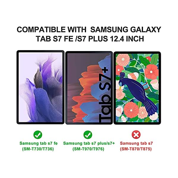 SROSSTEC Tastatur Hülle Kompatibel mit Samsung Tab S7 FE & Tab S7+/Tab S7 Plus, QWERTZ Kabellose Beleuchtete Bluetooth… – Bild 3