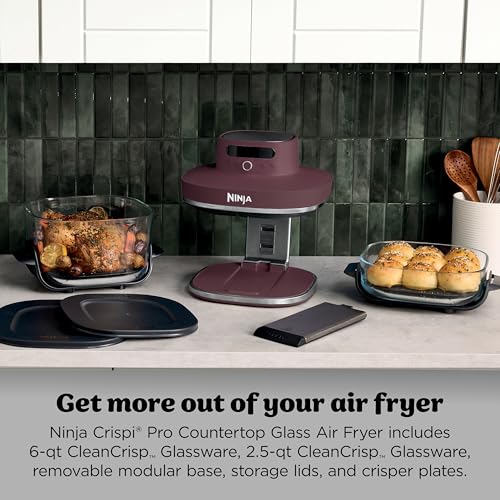 Image of Ninja Crispi Pro 6-in-1 Glass Air Fryer | 450F, Nontoxic, 6qt & 2.5qt Containers & Lids | Microwave, Freezer, Dishwasher Safe | Max Crisp, Air Fry, Bake, Roast, Recrisp, Dehydrate | Cherry, AS101RD1