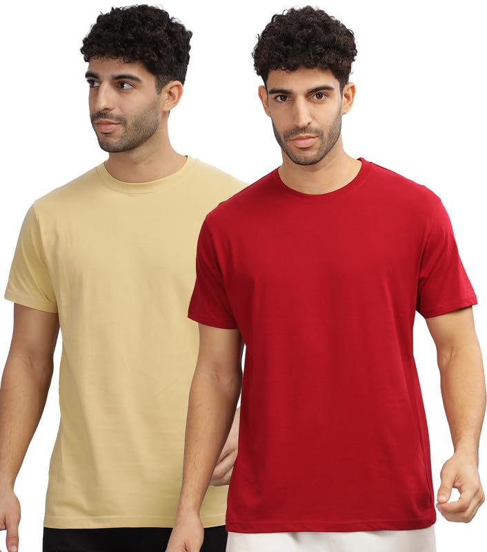 Image of XENOVAURBAN Unisex Regular Cotton Combo of 2 Solid Color Tshirt