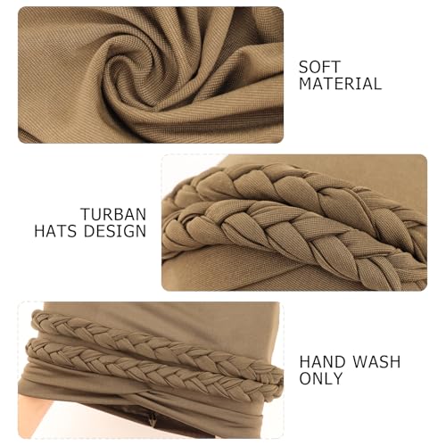 Image of DRESHOW African Women Turban Caps Beanie Twist Headscarf Pre-Tied Double Twisted Braid Hair Cover Wrap Hat Chemo Cancer Cap