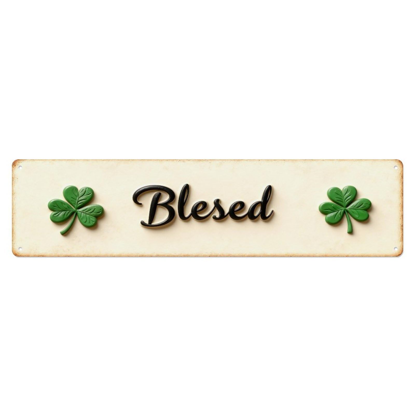 Green Clover Blessed Green Clover Metal Tin Sign Plaque
