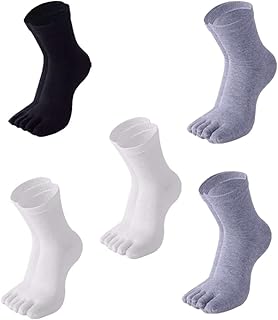 GALPADA 5 pares de meias masculinas com cinco dedos, meias masculinas de algodão, meias de bico redondo, meias para homens e mulheres, Cores sortidas, Tamanho Único