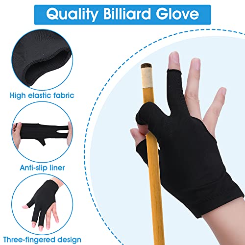 Thinp 8 Pieces 3 Fingers Pool Gloves, Billiard Gloves Cue Shooter Pool Gloves Left And Right Hand Shooters Snooker Cue Sport Glove For Women Men Billiard Shooters Sports Accessories #TOP2
