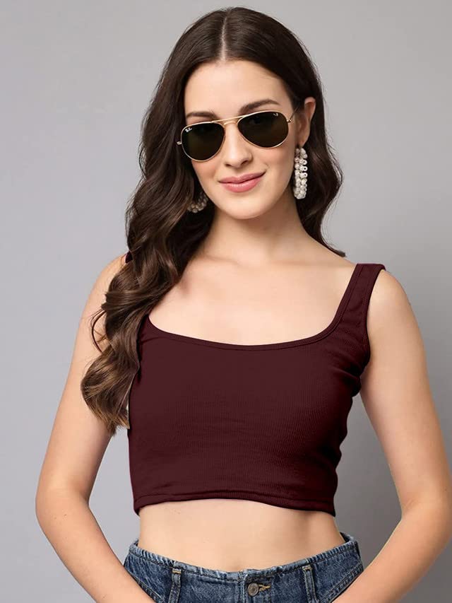 Buy Selvia Women's Knitted Sleeveless Lycra Tank Top Combo Pack of 2