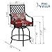 PHI VILLA Outdoor Swivel Bar Stools Set of 2, Counter Height Patio Chairs with Red Seat Cushion, Extra Wide Bar Stools with Armrest & Back, Coating Old Craft (Pillow Included)