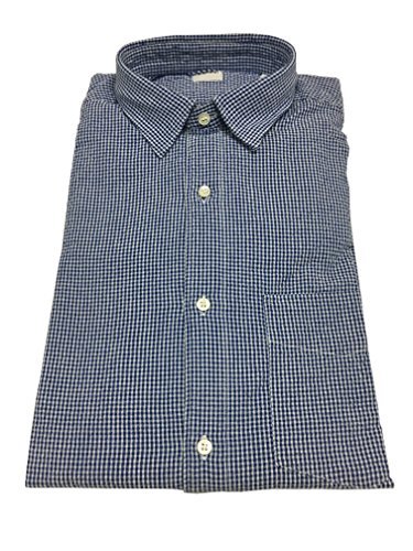 Chemise Aspesi Homme Cadres Blanc Bleu Dur en Coton Coupe Réduit II