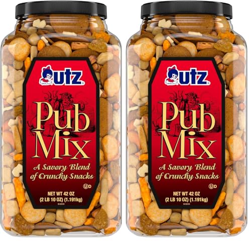Utz Pub Mix,42 Oz. Barrel,Savory Snack Mix with a Blend of Crunchy Flavors for a Tasty Party Snack,Resealable Container,Trans-Fat Free and Kosher Certified,(Pack of 2)