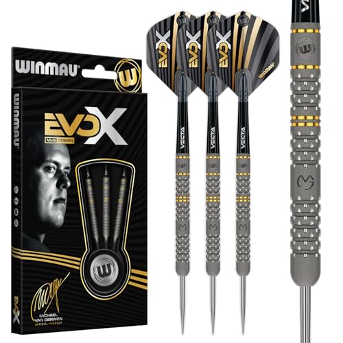 Fléchettes Winmau MvG EvoX 21g 90% tungstène pointe acier avec ailettes