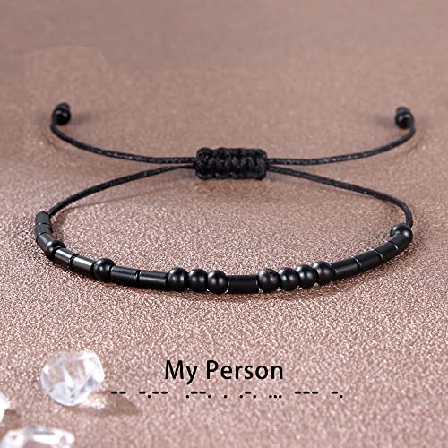 Morse Code Bracelets for Women Inspirational Gifts for Her Adjustable Black Adjustable Braided Men Bracelets Motivational Best Friend Birthday Gifts for Sister Daughter Mom Dad Christmas Jewelry…
