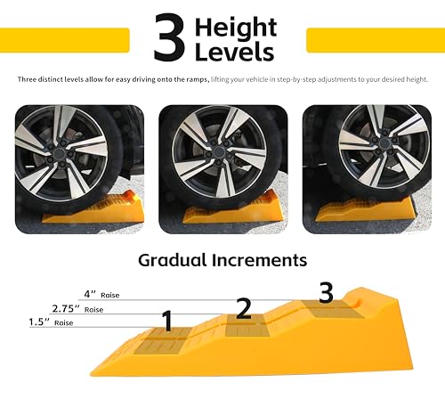 MaxxHaul 50939 Rampas de nivelamento de trailer de 3 degraus amarelo Camper & Trailer - Conjunto de
