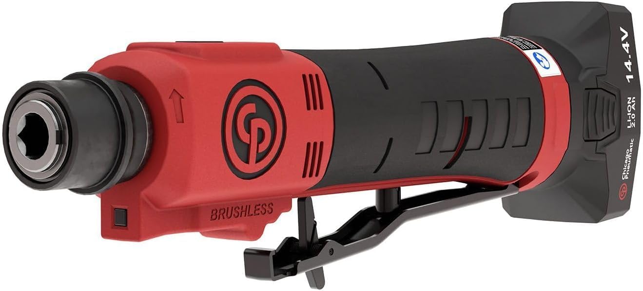 Chicago Pneumatic CP8323KNA - Kit - Cordless Tire Buffer, 7/16 Inch Hex Quick Change, 2-Speed, 14.4 V / 2.0 Ah, Li-ION, 2 Batteries + Charger, 200 W - 1200 / 2500 RPM