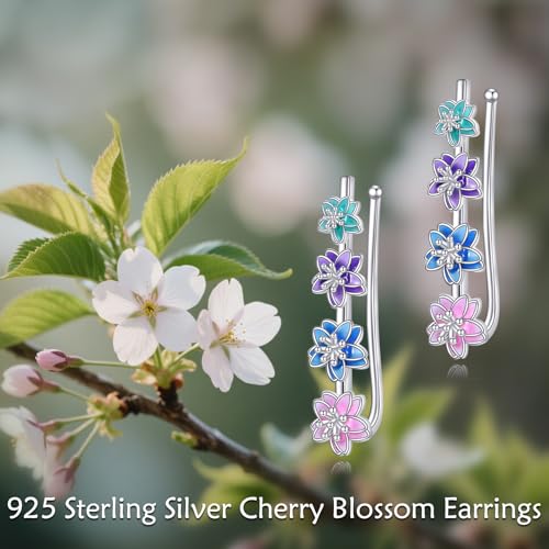 Boucles d'oreilles argent 925 fleurs de cerisier comme cadeau de Noël - 6