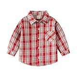 Toddler Boys Striped Button-Down Jackets Long Sleeve Cute Casual Collar Jackets Fall Lightweight (Red, 18-24 Months)