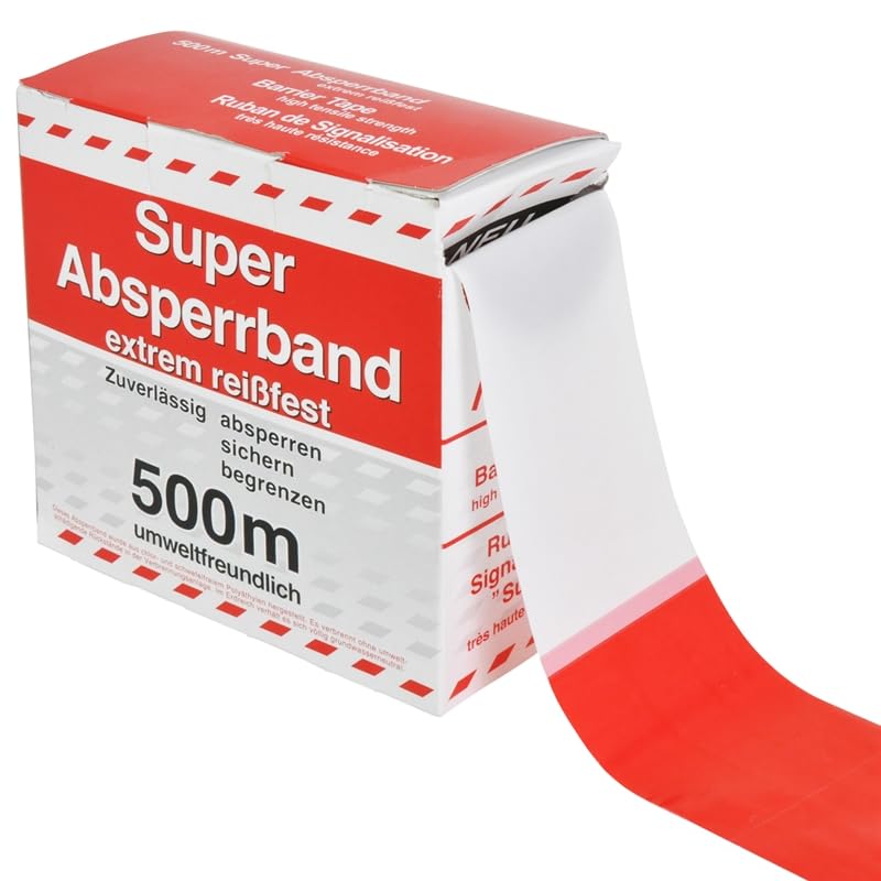 ruban de délimitation, ruban signalétique, rubalise, blanc/rouge 500m