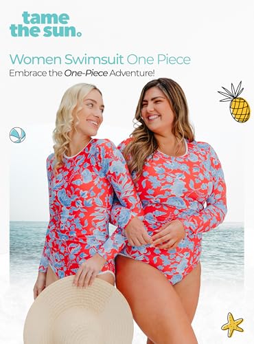 Tame the Sun Long Sleeve Swimsuits for Women - Tummy Control, Ruched Fully Lined Bathing Suit - Rash Guard, Zipper Swimwear3