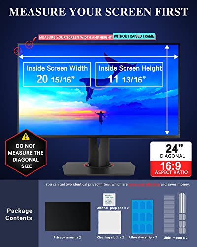 PYS [2-Pack 24 Inch Computer Privacy Screen Filter for 16:9 Widescreen Monitor, Easy Removable Privacy Filter - Image 2