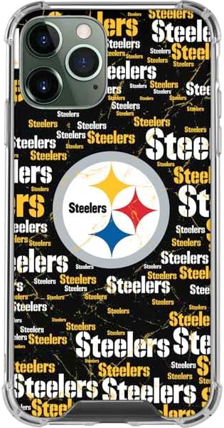 Skinit Clear Phone Case Compatible with iPhone 11 Pro Max - Officially Licensed NFL Pittsburgh Steelers Black Blast Design