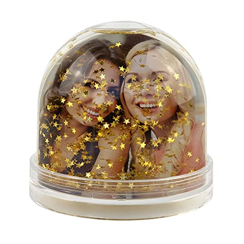 Bola de Nieve Personalizada con Foto y Texto a Dos Caras Marco de Fotos Original Adorno Decoración (Estrellas)