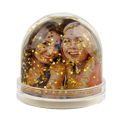 Bola de Nieve Personalizada con Foto y Texto a Dos Caras Marco de Fotos Original Adorno Decoración (Estrellas)