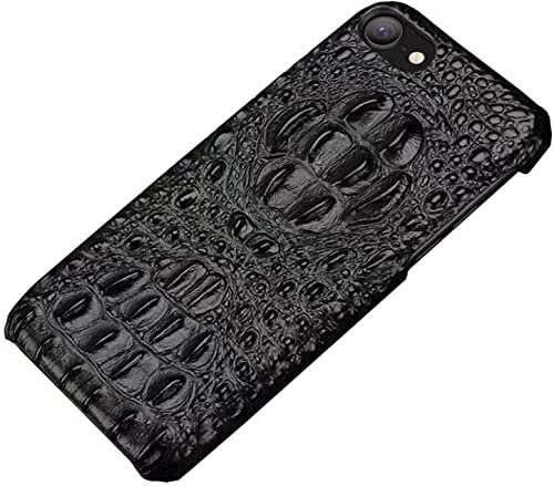 Étui iPhone SE 2022 luxe en cuir style crocodile noir pour habiller votre mobile