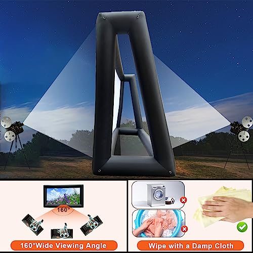 Image of Inflatable Projector Screen for Outside 33ft Blow Up Movie Screen Outdoor with Air Blower, Easy Set Up Inflatable TV Home Theather for Backyards Movie Nights Party Fun, Support Front Rear Projection