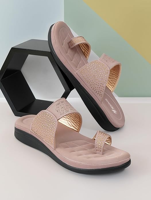 Image of HEALTH FIT EXTRA SOFT Women's Comfortable Memory Foam Doctor Slippers /Flip-Flops|Fashionable Casual & Stylish|Lightweight & Breathable|Outdoor Synthetic Casual Chappals Sandals Ladies & Girls HF24