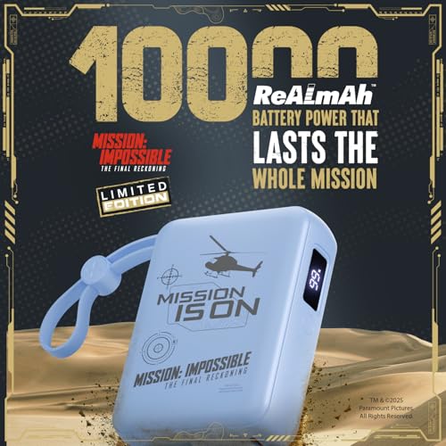 Image of Mobilla x Mission: Impossible - MPower X2 Limited Edition Powerbank | 27W High-Speed Output | 10000mAh Battery | Built-in Type-C & Lightning Cables | Dual Fast Charging Ports | Battery Display (Blue)