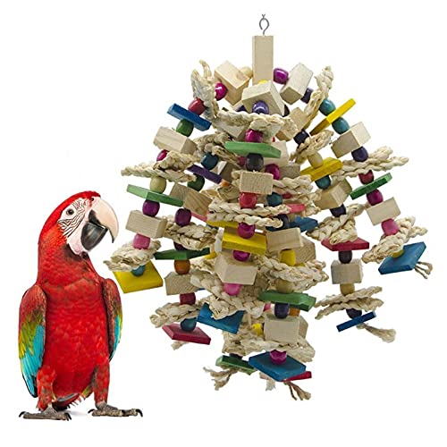 Vogelspeelgoed Grote papegaai speelgoed natuurlijke hout grote vogel kauwen speelgoed voor papegaaien ara's cokato's… - Afbeelding 4