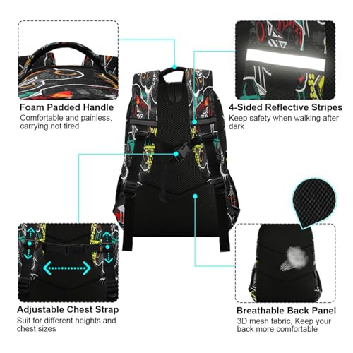 ALAZA Abstract Monster Truck Car Backpacks Travel Laptop Daypack School Book Bag for Men Women Teens Kids4