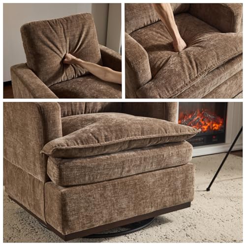 Sillón giratorio chenille caqui moderno 360° miniatura 3