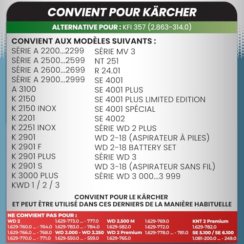Sacs à poussière en non-tissé pour Kärcher WD2 WD3 et KWD - 2