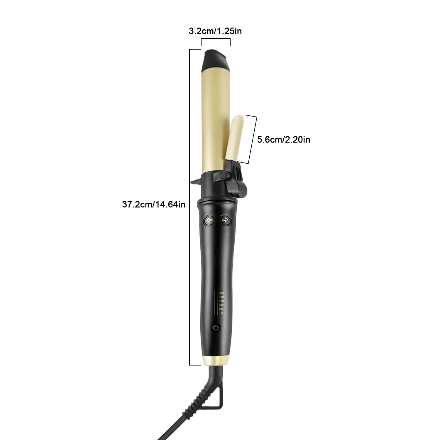 Arricciacapelli Automatico 32mm - Ferro Arricciacapelli per Ricci Grandi, Ferro Capelli per Rivestimento Antistatico in Tormalina Ceramica,130-210°C Arriccia Capelli a Riscaldamento Rapido,Display LCD