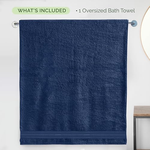 Image of Elegant Comfort Three Line Popcorn Extra Large Luxury Bath Towel - 40 inch x 80 inch inch, Premium Hotel Spa Quality 1 Piece Oversized Bath Sheet 100% Turkish Cotton Super Soft Highly Absorbent, Navy Blue