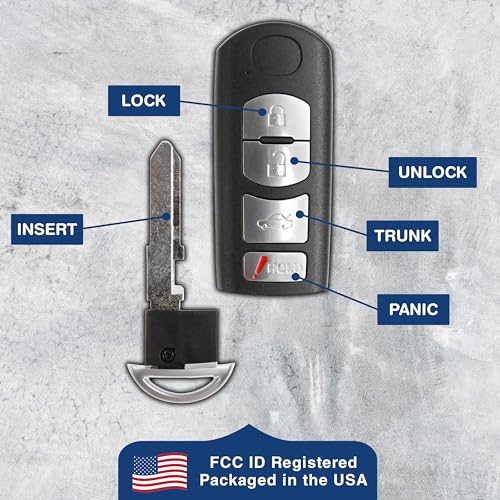 Key Fob For Mazda WAZSKE13D01 clé intelligente 4 boutons lot de 2