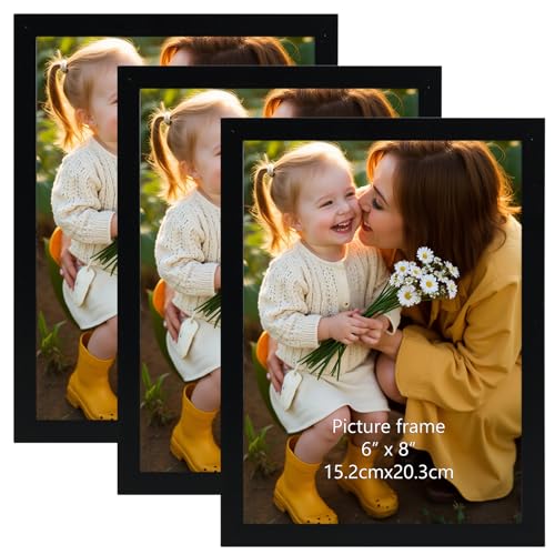 Hoikwo Schwarz Bilderrahmen 15x20 cm - Moderne Schwarze Fotorahmen für Wand oder Tisch 3er Set Rahmen für Fotos Bilder