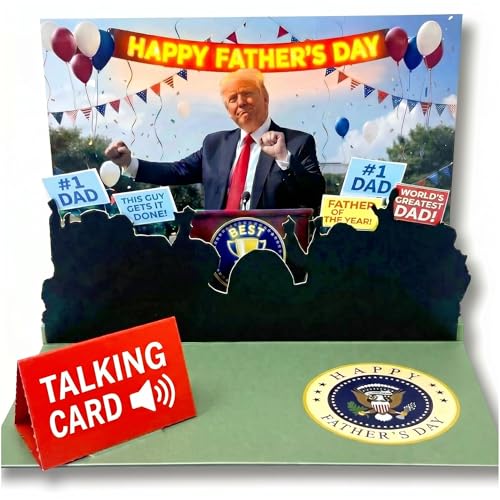 Talking Donald Trump Pop Up Fathers Day Card with Light & Sound - Plays Trump's Real Voice, Funny 3D...