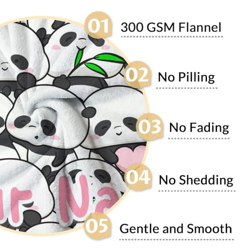 Mercuryelf Custom Panda Throw Blanket - Soft, Fuzzy & Warm - 40x50 Inches Flannel Blankets for Travel, Office - White Funny Throws Gift for Kids