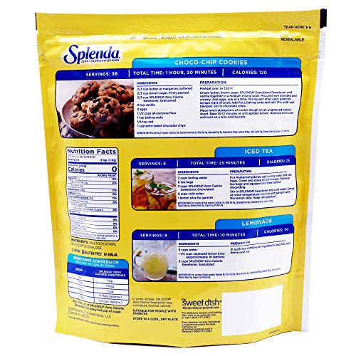 Image of SPLENDA Zero Calorie Sweetener, Granulated Sugar Substitute, 9.7 Oz, (Pack of 4)