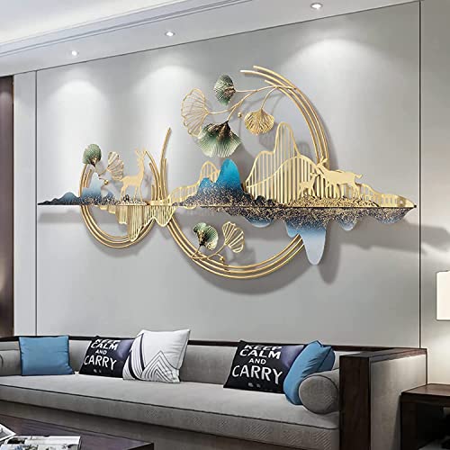 ULTRA SHINE HOME DECOR Metal Wall Art Mountain with Deer for Livi...