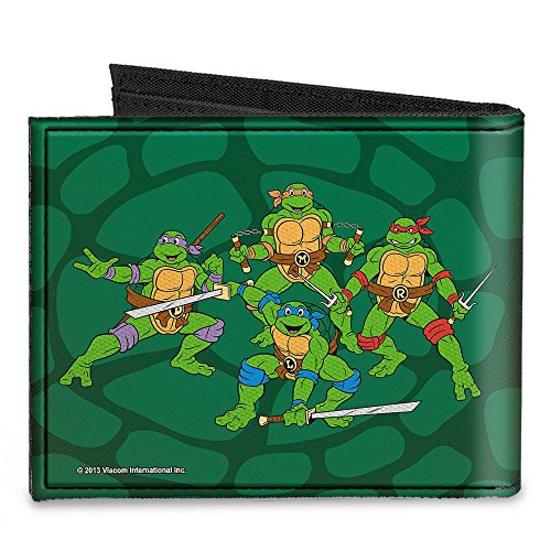 Buckle-Down Canvas Bi-fold Wallet-Classic TMNT Group Faces + Pose Turt2