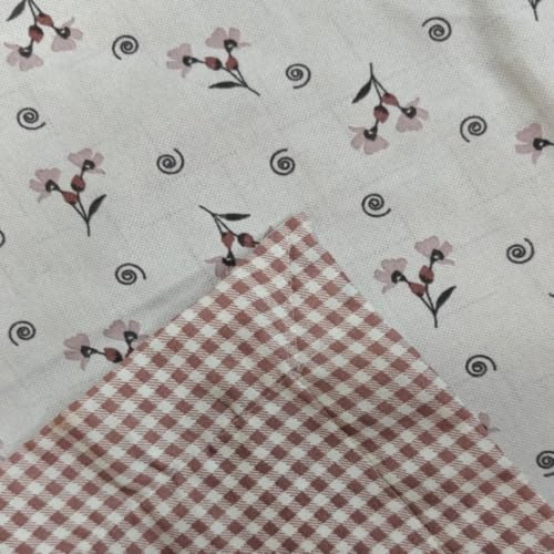 Image of Florida Reversible Cotton Dohar - Single Size (220x160 cm, 90 GSM, Pink Floral & Check Pattern), Soft & Lightweight Blanket for All Seasons, Breathable & Skin‑Friendly Fabric