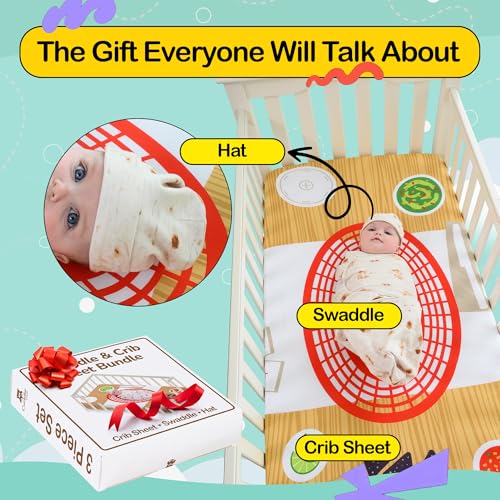Image of Cuddle Club Newborn Swaddle Gift Set - Includes Swaddle Blanket, Hat & Crib Sheet in Fun Styles - For Baby Boys & Girls