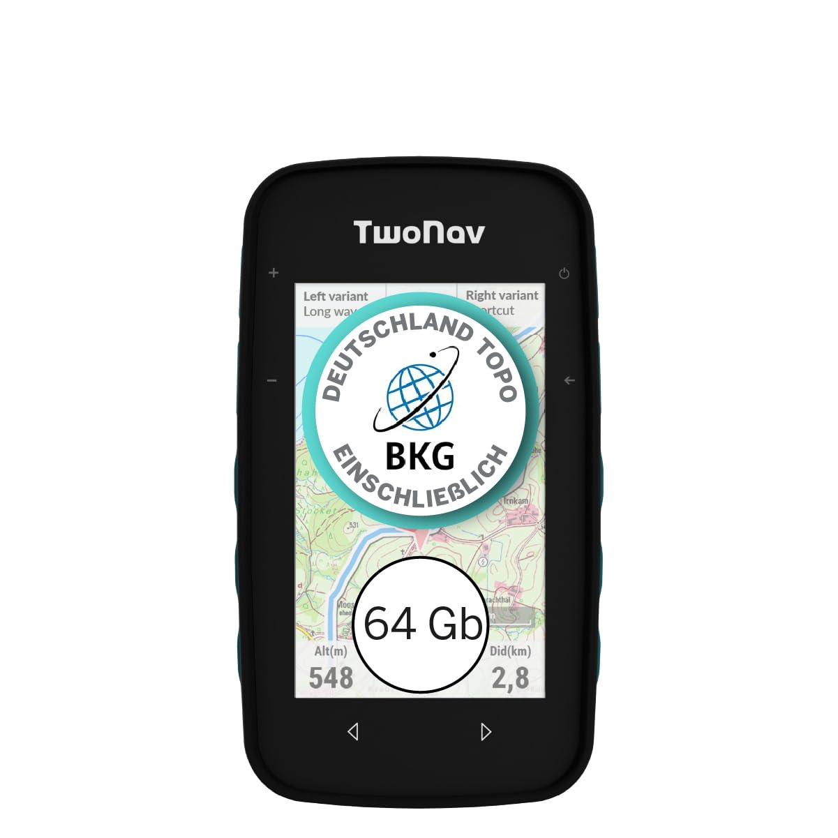 TwoNav Cross Plus (64 GB) + Karte Full Deutchland BKG Topo 1:25000 installiert, Outdoor GPS mit 3,2-Zoll-Bildschirm für MTB, Fahrrad, Trekking, Wandern oder Navigation
